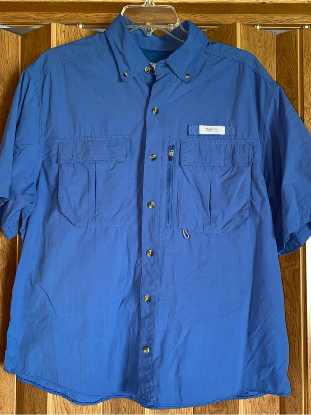 Gander Mountain Guide Series Fishing Shirt Mens L Blue Vented Pockets Outdoors